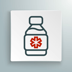 Obraz premium Line Bottle of medicine syrup icon isolated on white background. Colorful outline concept. Vector