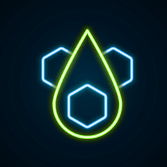 Glowing neon line Honeycomb icon isolated on black background. Honey cells symbol. Sweet natural food. Colorful outline concept. Vector