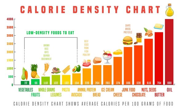 Calorie density banner. Healthy eating concept. Editable vector illustration