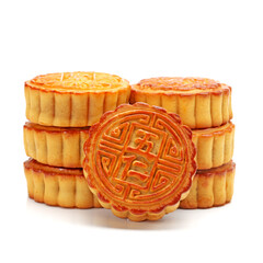 Mid-Autumn Festival moon cake on white background