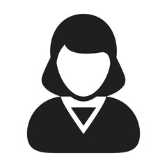 Worker icon vector female user person profile avatar symbol for business in a flat color glyph pictogram sign illustration