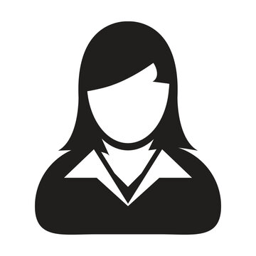 Manager icon vector female user person profile avatar symbol for business in a flat color glyph pictogram sign illustration