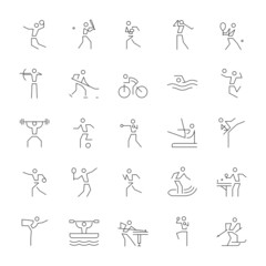 A set of line icons, sport, game, sports event, icons, vector illustration.
