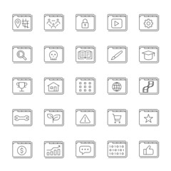 A set of line icons, website, homepage, web page, icons, vector illustration.
