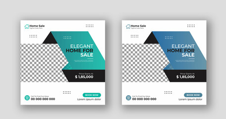 Business real estate social media post square flyer banner template