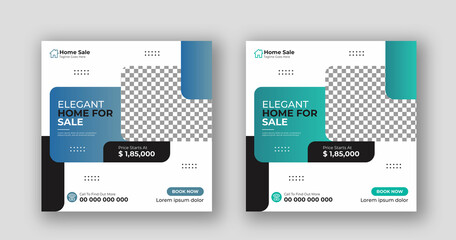 Business real estate social media post square flyer banner template