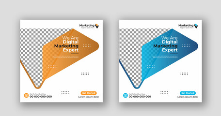 Business social media post square flyer Digital marketing banner template