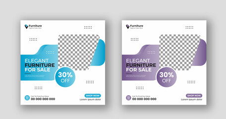 Business social media post square flyer furniture sale banner template