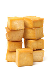 Dried bean curd on white background