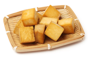 Dried bean curd on white background