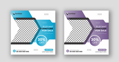 Business social media post square flyer furniture sale banner template
