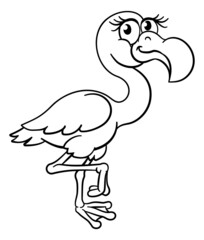 Pink Flamingo Bird Animal Cartoon Illustration