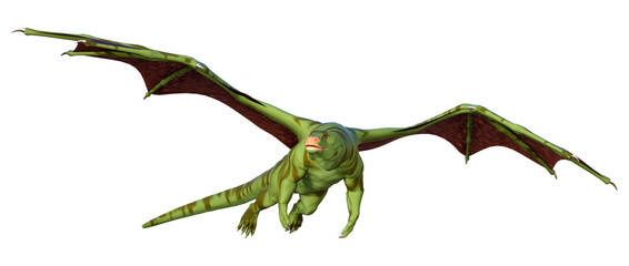 3D Rendering Fairy Tale Dragon on White