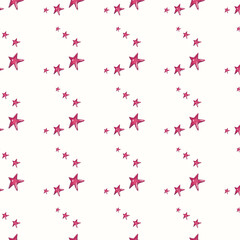 Star wave. Curved lines of stars. Seamless watercolor pattern for Christmas holidays