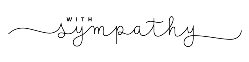 WITH SYMPATHY black vector monoline calligraphy banner with swashes