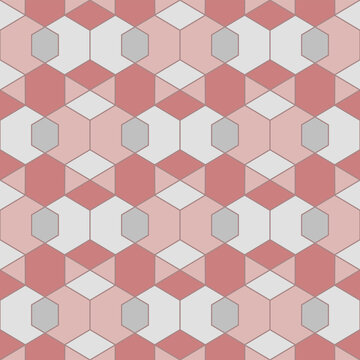 Japanese Pastel Hexagon Mosaic Vector Seamless Pattern