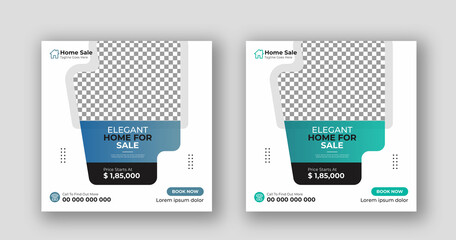Business real estate social media post square flyer banner template
