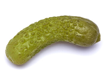 Tasty Whole green cornichon isolated on a white background