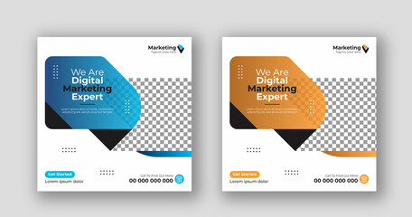 Business social media post square flyer Digital marketing banner template
