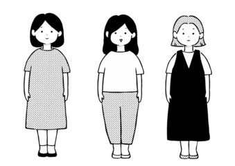 3人の女性 白黒