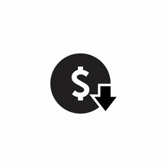 Dollar Cost Reduction Icon Vector. Decrease Costs Sign Symbol