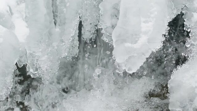 Fresh and clear running water from a melting glacier