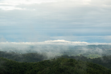 Aerial view of endless lush pastures of CHIANGRAI. View of Mae Ngoen Subdistrict Chiang Saen District Chiang Rai.