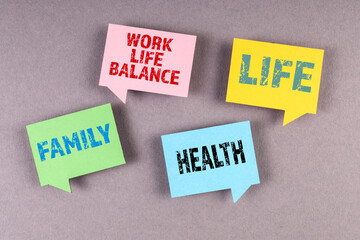 Work Life Balance Concept. Speech bubbles on a gray background