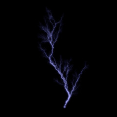 Lightnings, thunderbolt strikes during storm at night.