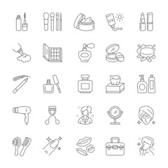 A set of line icons, Cosmetics, beauty product, icons, vector illustration.
