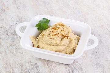Traditional Jewish Hummus with olive oil
