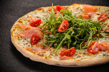 Italian Pizza with salmon and cheese