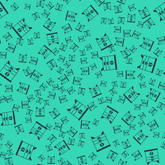 Black Chest of drawers icon isolated seamless pattern on green background. Vector