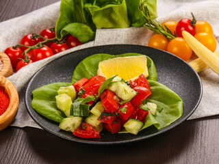 Season vegetable salad with tomato