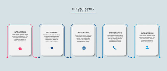 Steps business timeline process infographic template design with icons