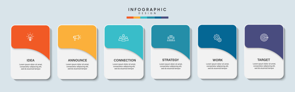 Steps business timeline process infographic template design with icons