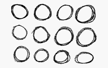 Grunge vector circles. Set of brush strokes.