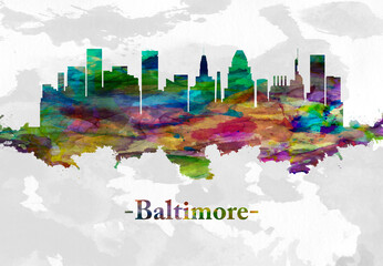 Baltimore Maryland skyline - obrazy, fototapety, plakaty