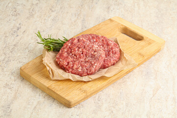 Raw beef burger cutlet for grill