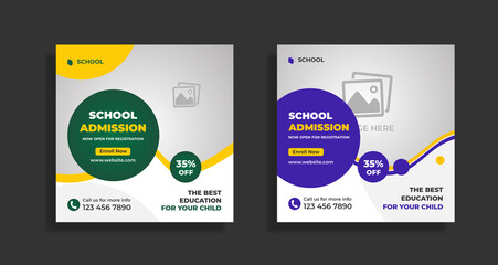 Fototapeta premium School admission social media post and web banner template