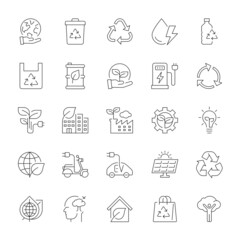 A set of line icons. environmental conservation, zero waste, recycling, ecosystem, icons, vector illustration.
