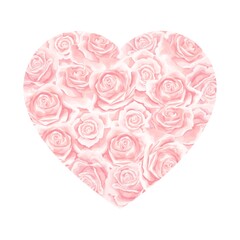 Valentines day pink cream roses filled heart isolated on white background