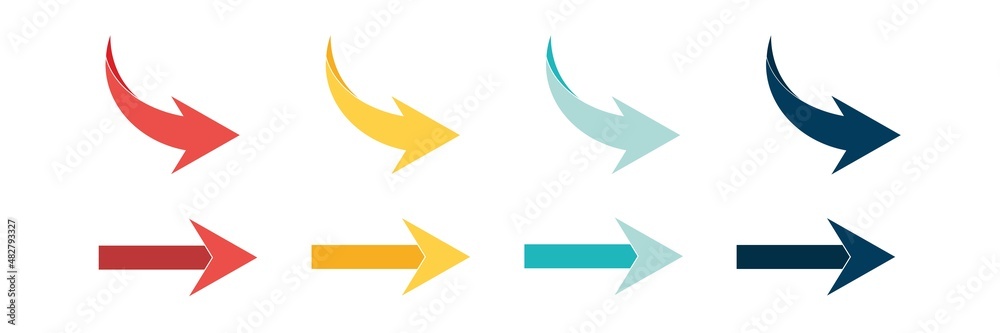 Wall mural arrow icon set. colored arrow symbols. arrow of different types. arrow isolated vector graphic eleme
