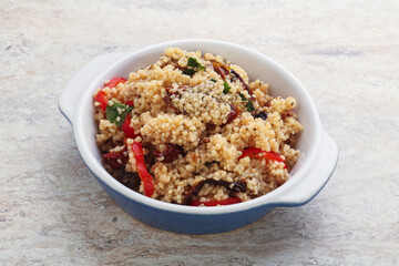 Arabic cous cous with meat and tomato