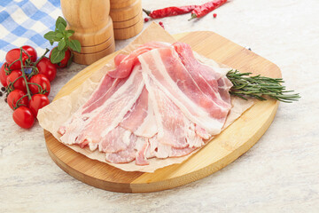 Raw pork bacon for roast