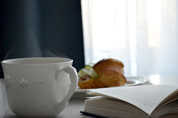 morning coffee and croissant