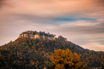 Burg Königstein mit Abendrot 