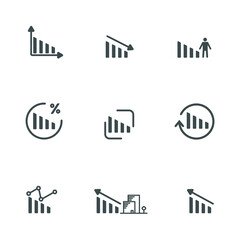 
A set of icons on the theme of rising real estate prices. Price growth pictogram