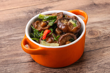 Marinated shiitake mushrooms with herbs