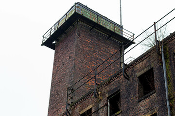 The tower of the old Crimble Mill factory outside Heywood Town, Greater manchester, England